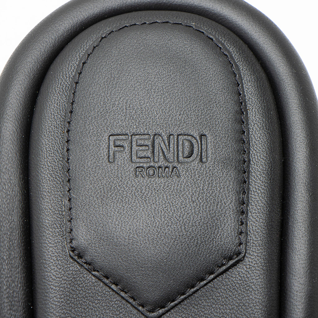 Fendi Leather Baguette FF Cutout Heel Mules - Size 7.5 / 37.5