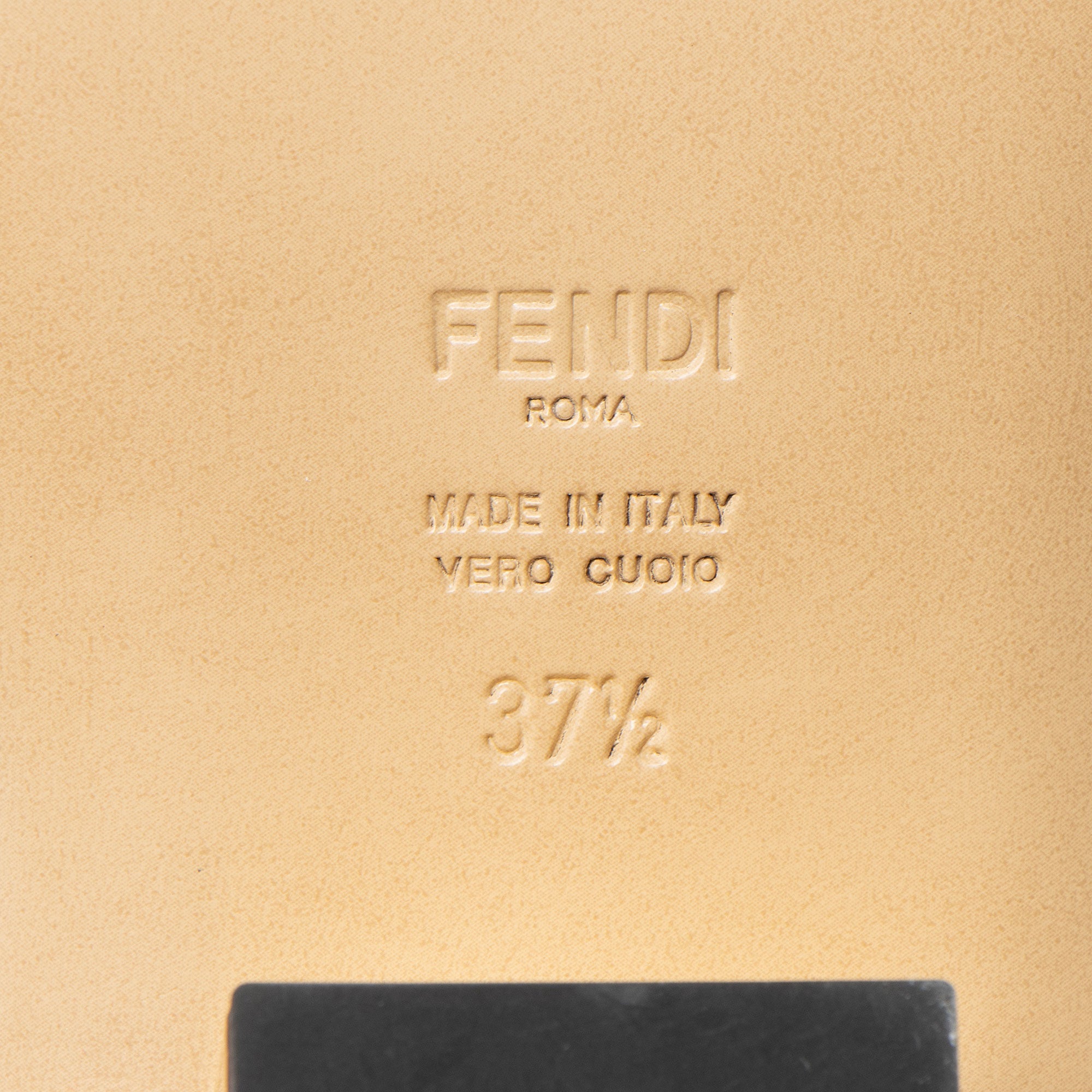 Fendi Leather Baguette FF Cutout Heel Mules - Size 7.5 / 37.5