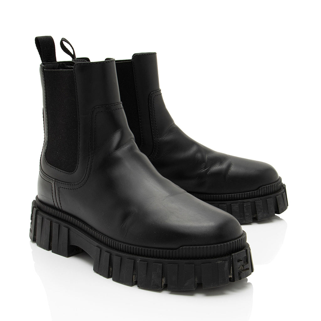 Fendi Leather Force Chelsea Boots - Size 7.5 / 37.5 (SHF-JzrAmk)