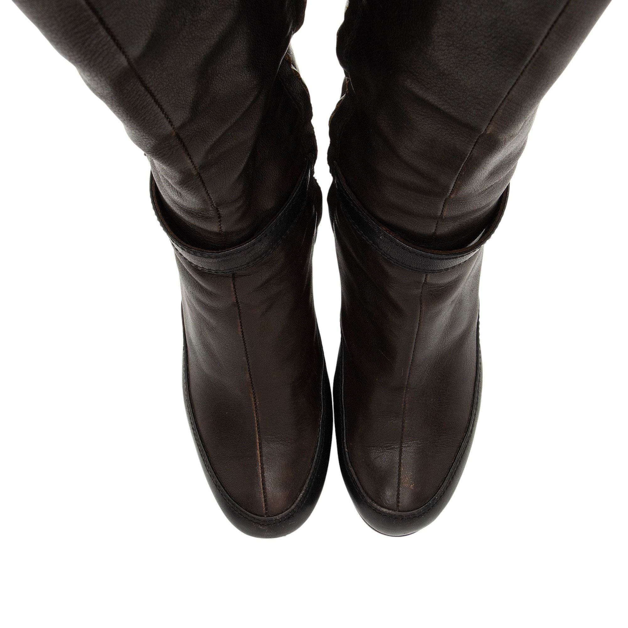 Fendi Leather Selleria Platform Knee High Boots - Size 8 / 38