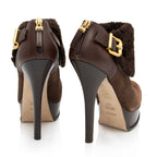 Fendi Suede Shearling Platform Ankle Boots - Size 9.5 / 39.5 (SHF-iHQvwi)