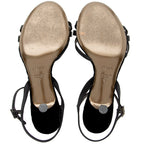 Fendi Velvet Crystal Logo Embellished Sandals - Size 7 / 37 (SHF-17946)