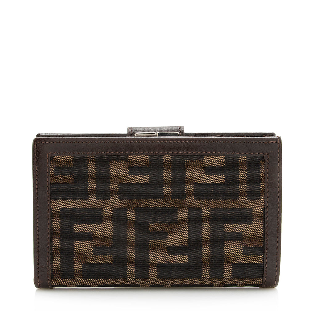 Fendi Vintage Zucca Bifold Kiss-Lock Compact Wallet (SHF-22375)