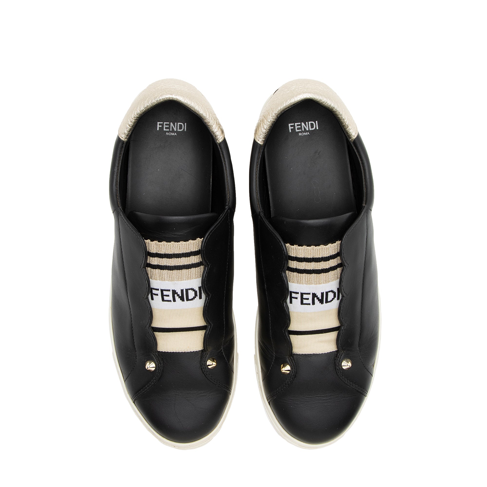 Fendi Vitello Lurex Rockoclick Slip-On Sneakers - Size 9.5 / 39.5 (SHF-23704)