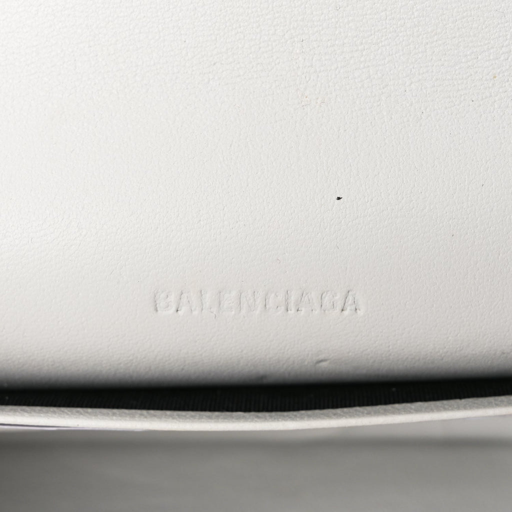Balenciaga Extra Supple Calfskin Crocodile Embossed Gossip Wallet On Chain Optic White
