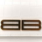 Balenciaga Extra Supple Calfskin Crocodile Embossed Gossip Wallet On Chain Optic White
