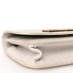 Balenciaga Extra Supple Calfskin Crocodile Embossed Gossip Wallet On Chain Optic White