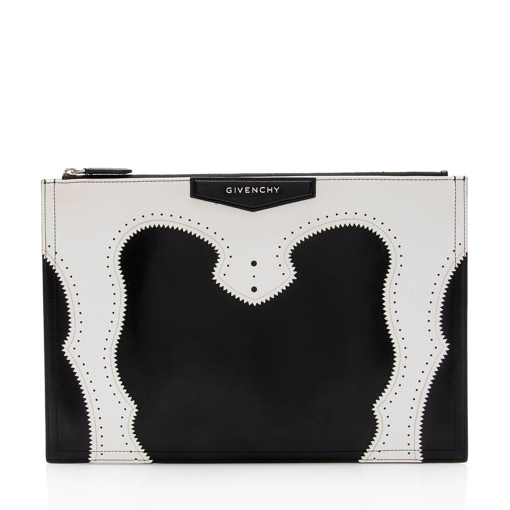 Givenchy Brogue Leather Antigona Zip Pouch (SHF-2iBJP6)