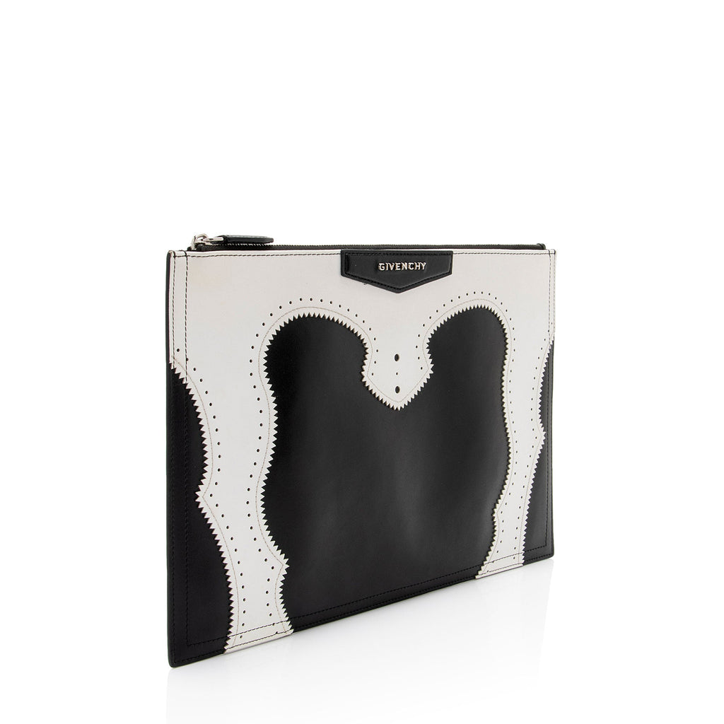 Givenchy Brogue Leather Antigona Zip Pouch (SHF-2iBJP6)