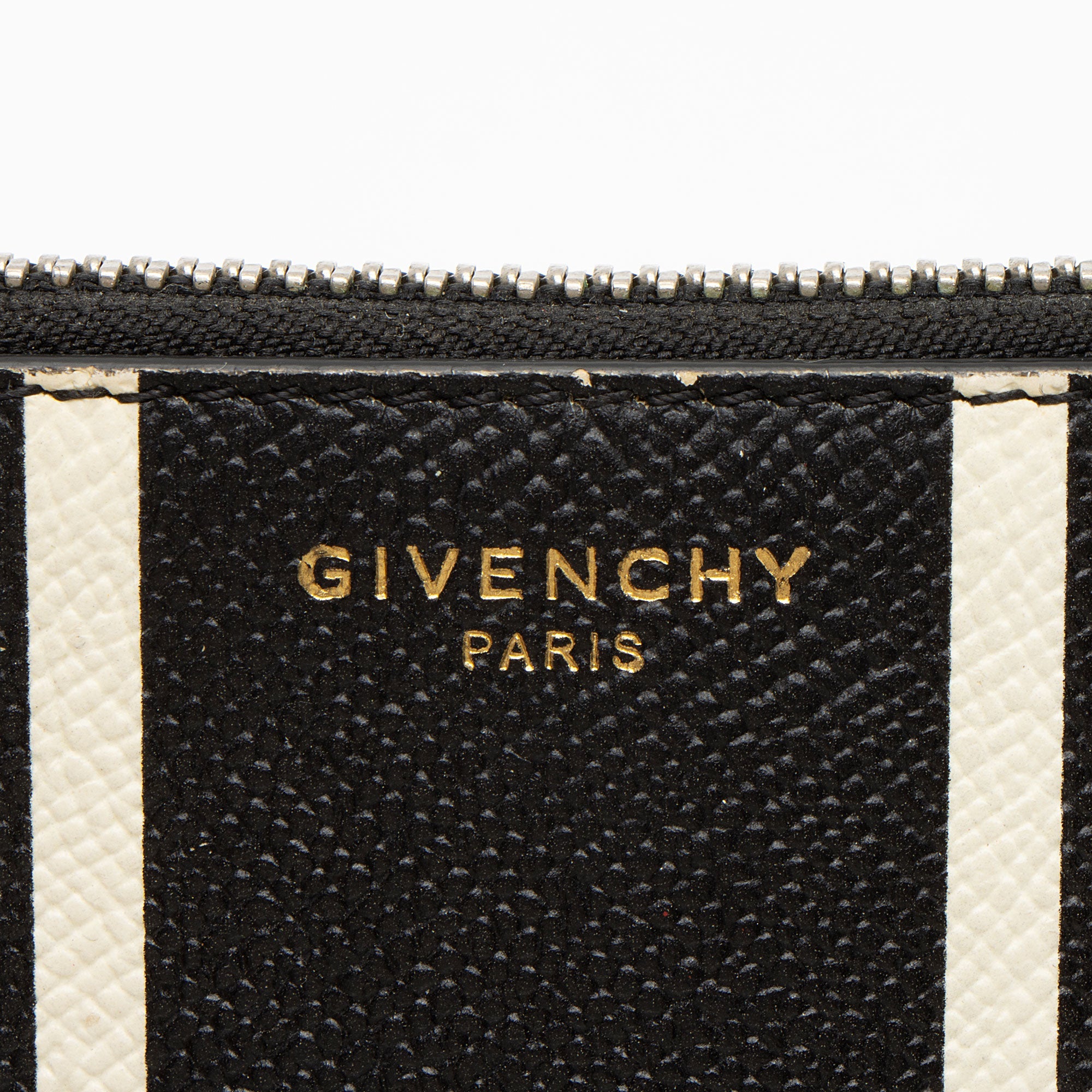 Givenchy Calfskin Striped Zip Pouch