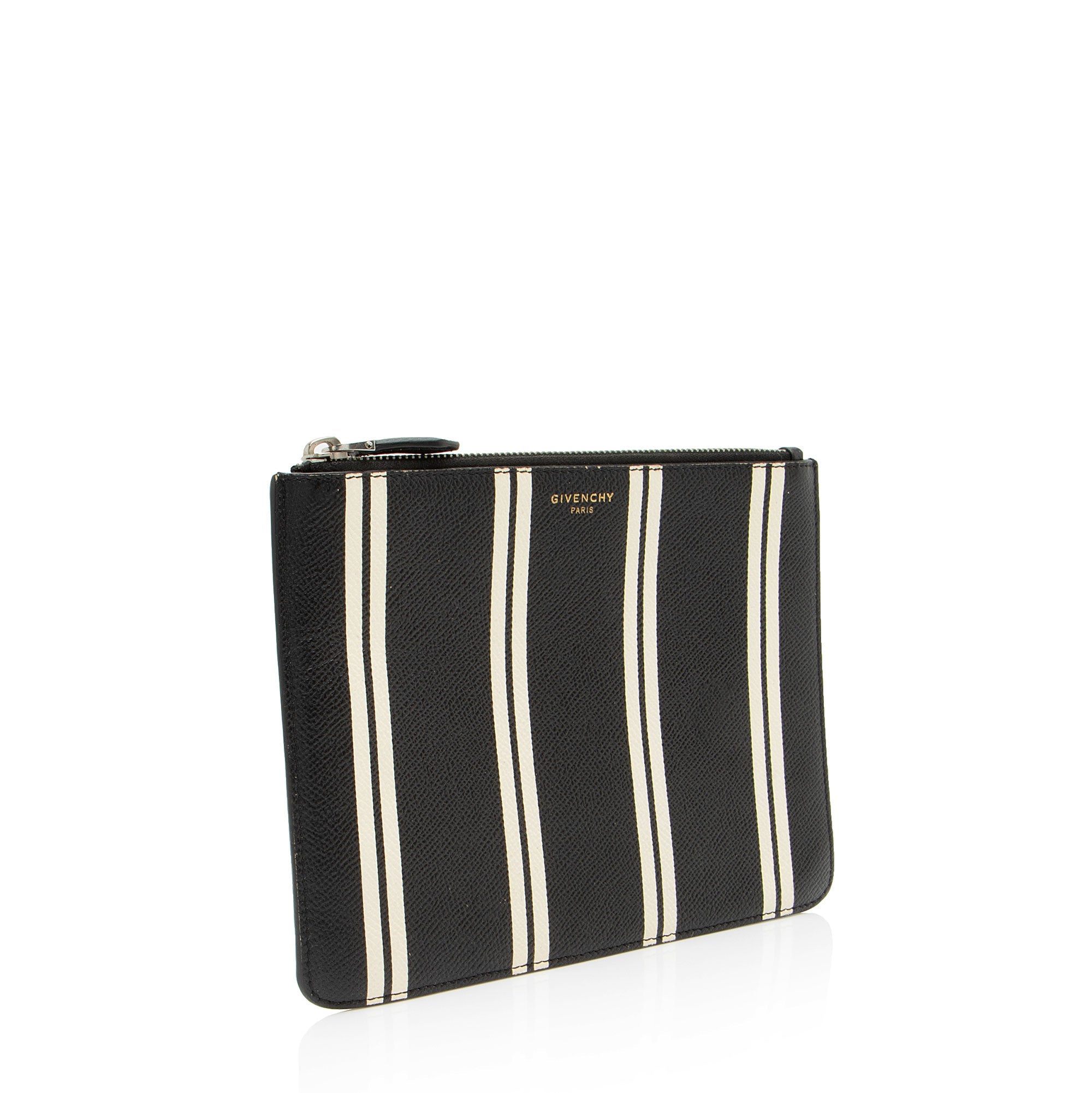 Givenchy Calfskin Striped Zip Pouch