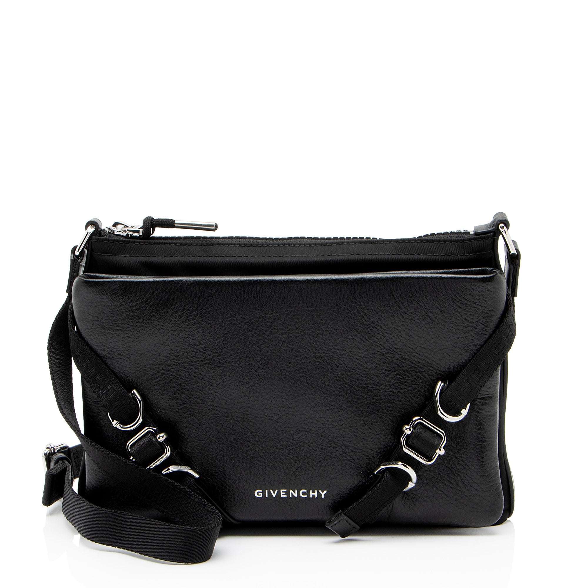Givenchy Grained Leather Nylon Voyou Skinny Crossbody