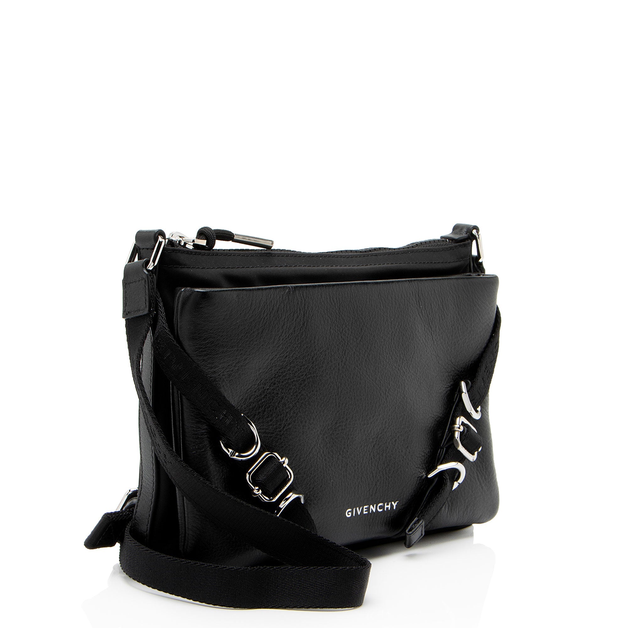Givenchy Grained Leather Nylon Voyou Skinny Crossbody