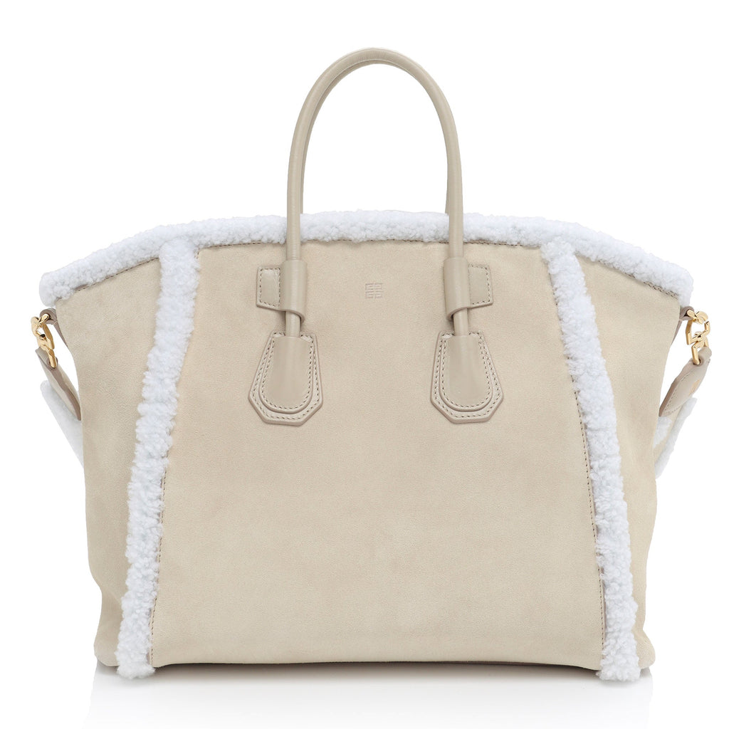 Givenchy Suede Shearling Antigona Small Satchel (SHF-aB1k6L)
