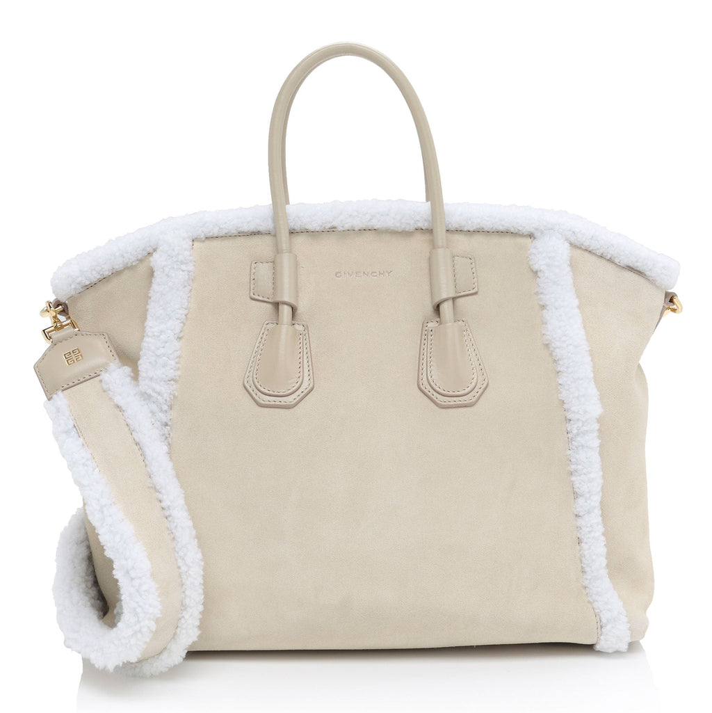 Givenchy Suede Shearling Antigona Small Satchel (SHF-aB1k6L)