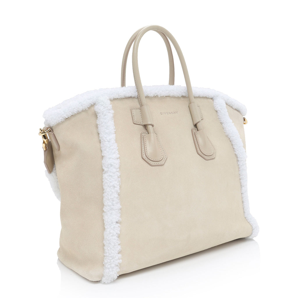 Givenchy Suede Shearling Antigona Small Satchel (SHF-aB1k6L)