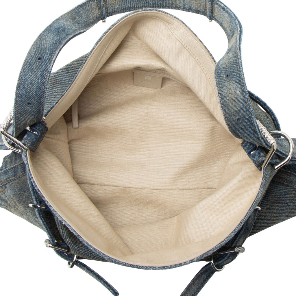 Givenchy Washed Denim Voyou Medium Shoulder Bag