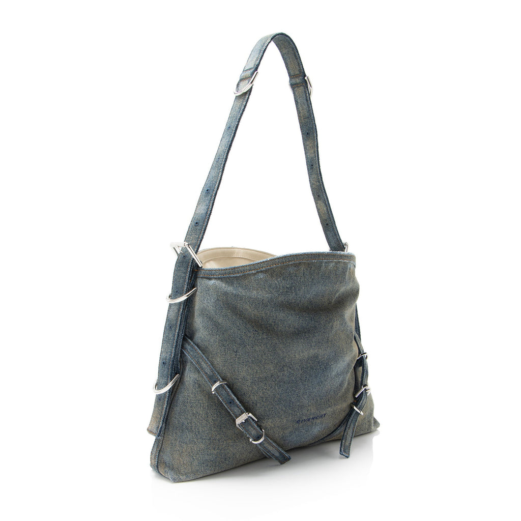 Givenchy Washed Denim Voyou Medium Shoulder Bag