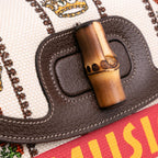 Gucci 100th Anniversary Medium Canvas 1947 Bamboo Top Handle Bag
