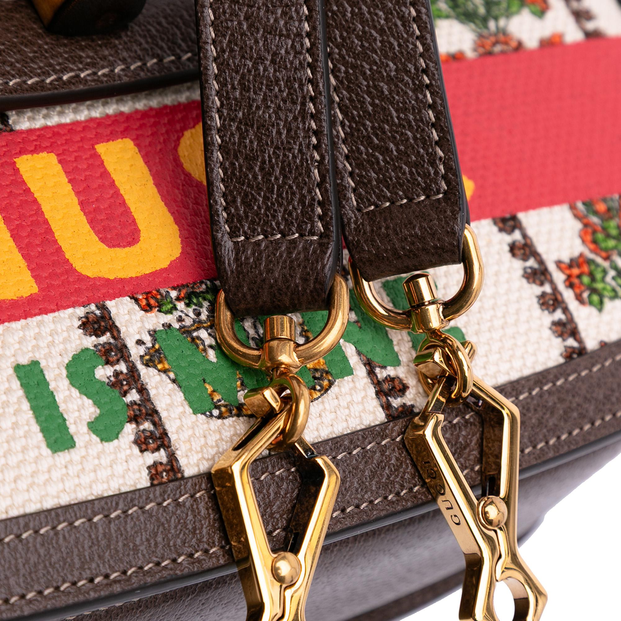 Gucci 100th Anniversary Medium Canvas 1947 Bamboo Top Handle Bag