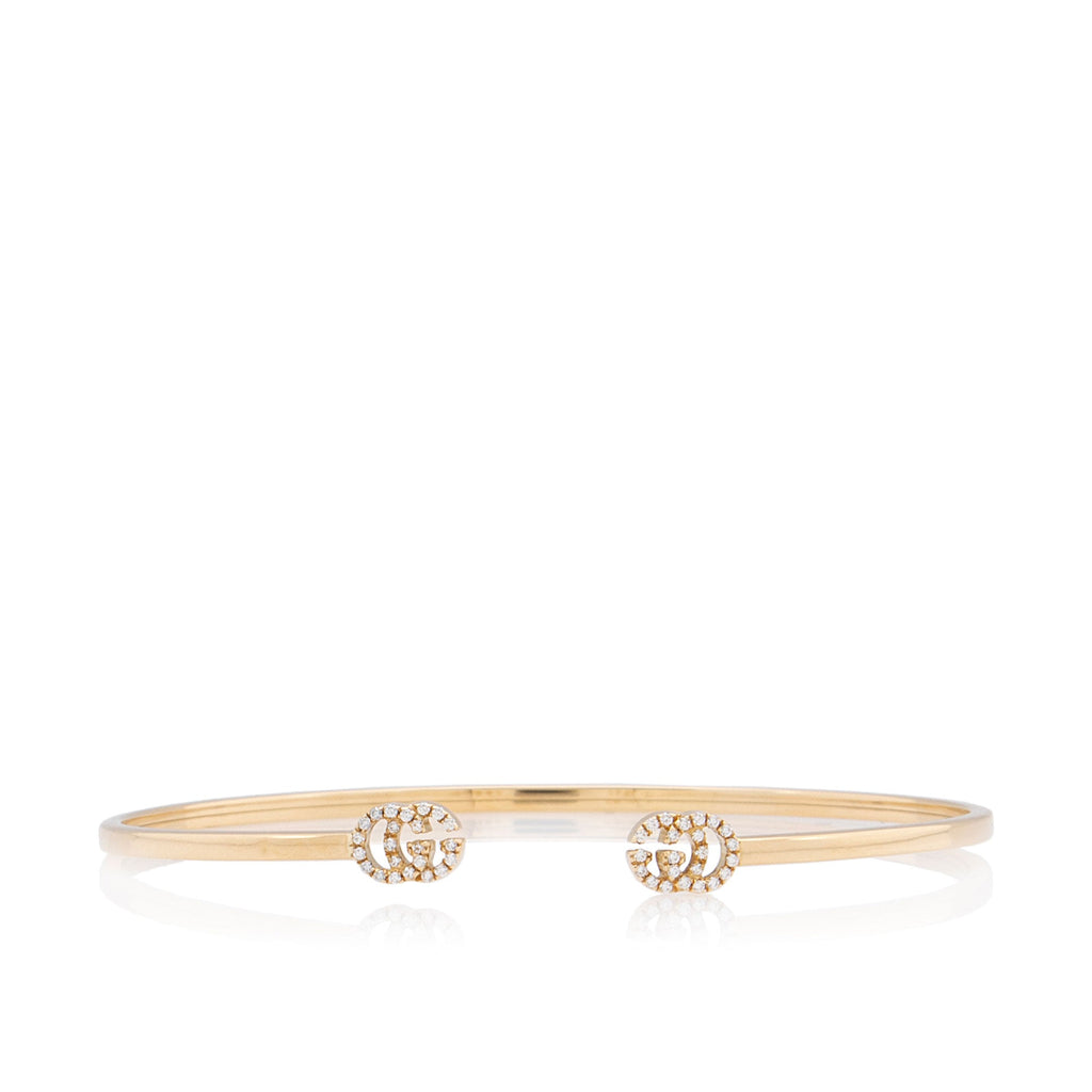 Gucci 18k Gold Diamond GG Running Bangle