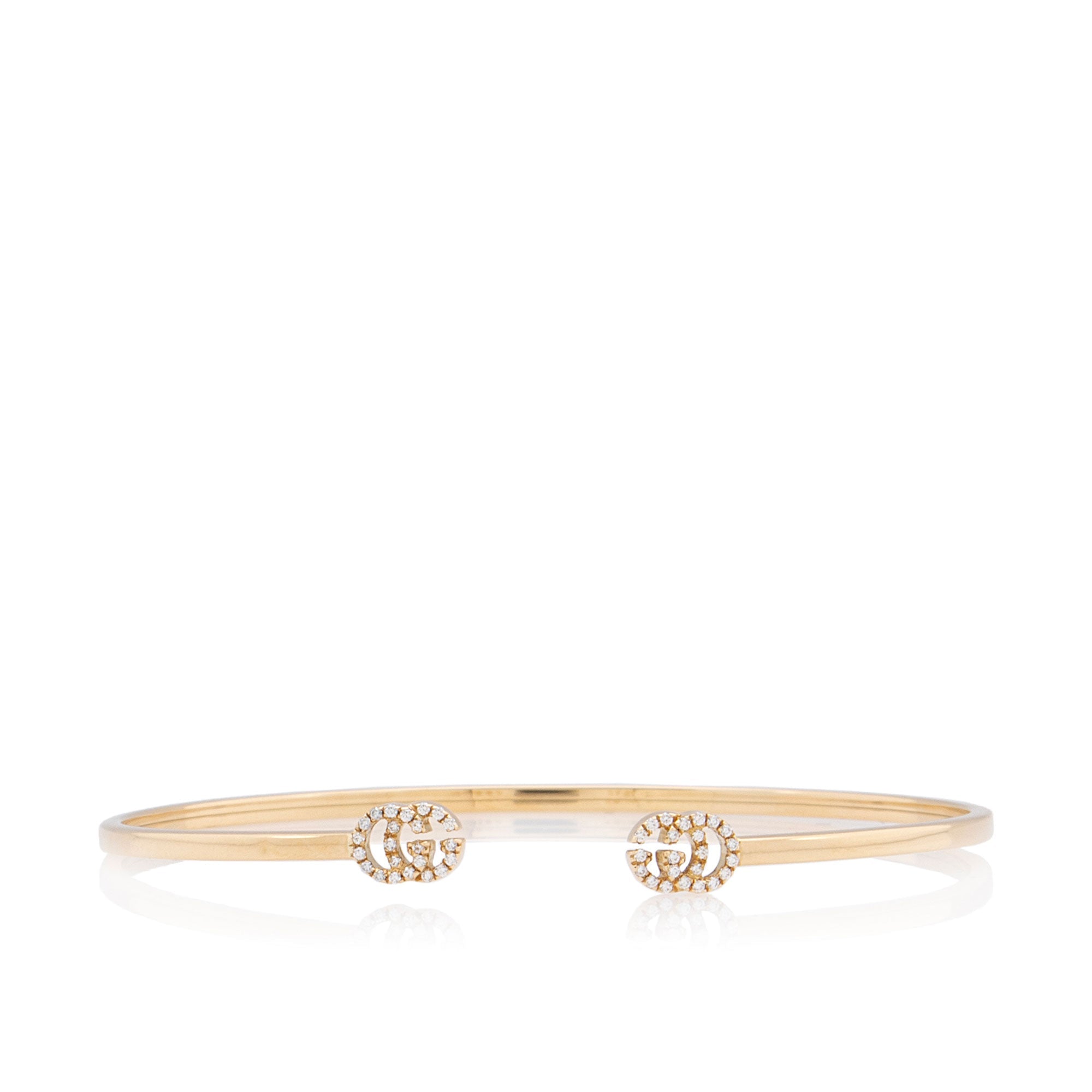Gucci 18k Gold Diamond GG Running Bangle
