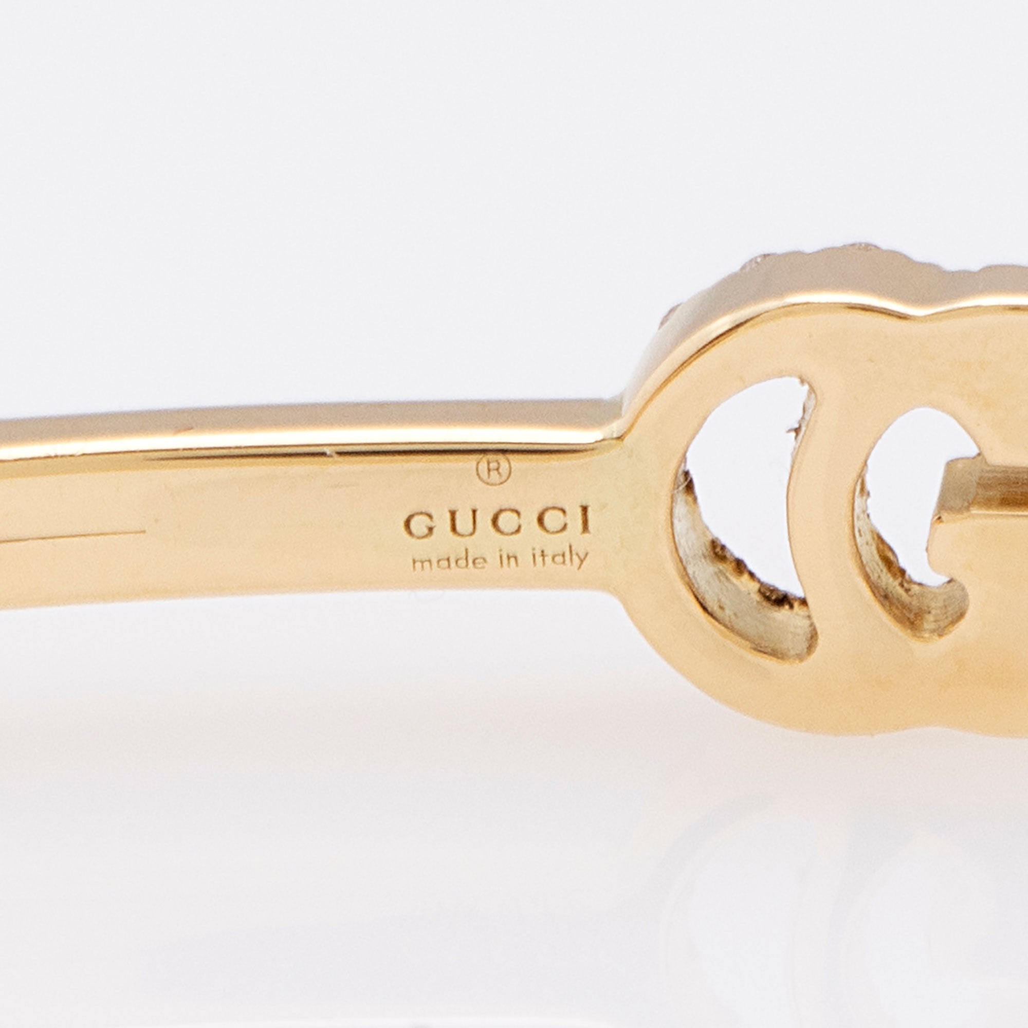Gucci 18k Gold Diamond GG Running Bangle