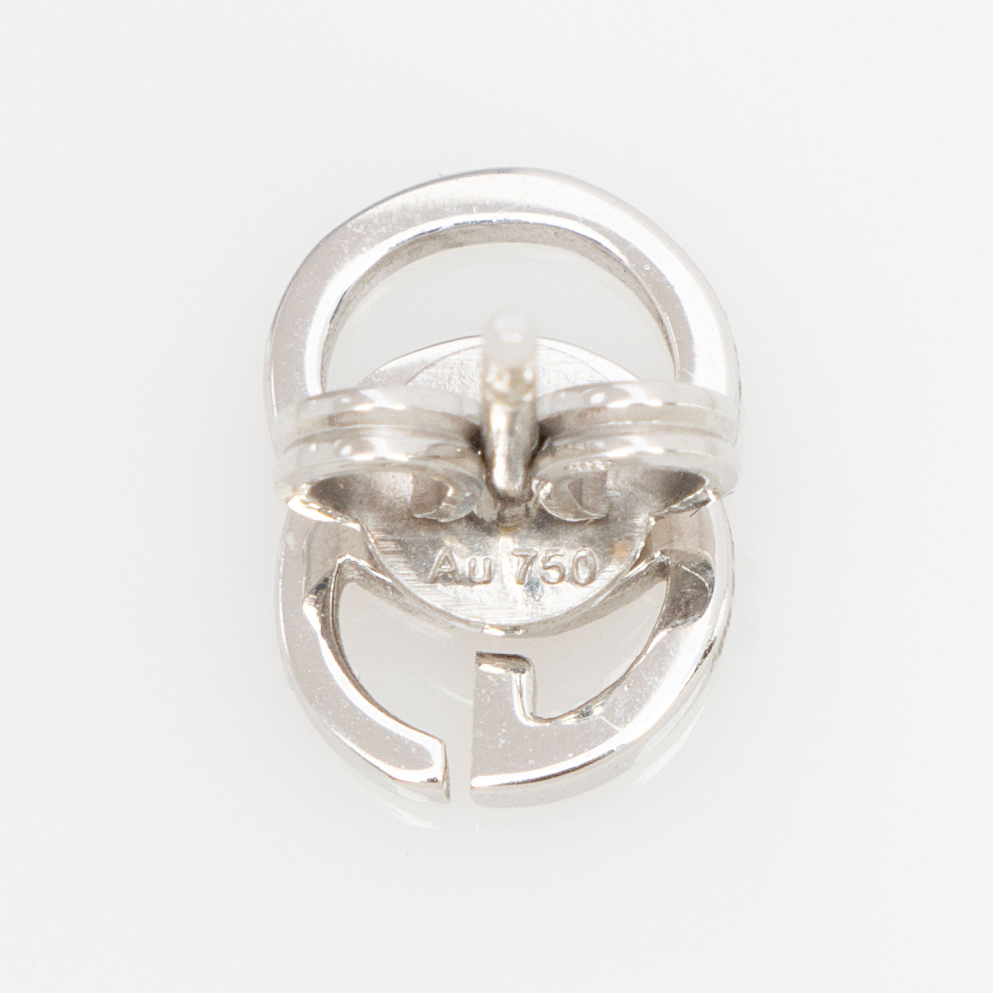 Gucci 18k White Gold GG Running Stud Earrings