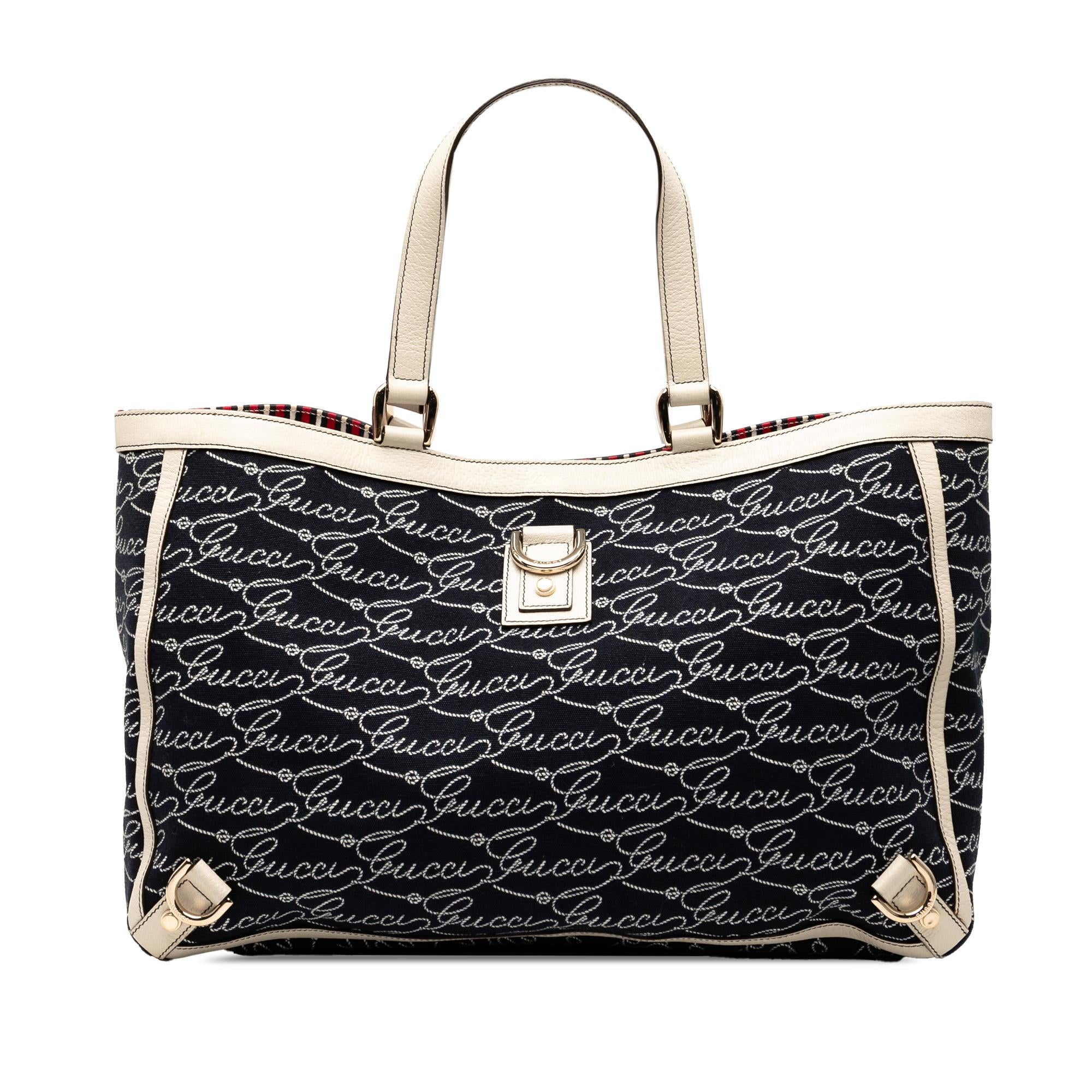 Gucci 85th Anniversary Canvas Logo Abbey D Ring Tote