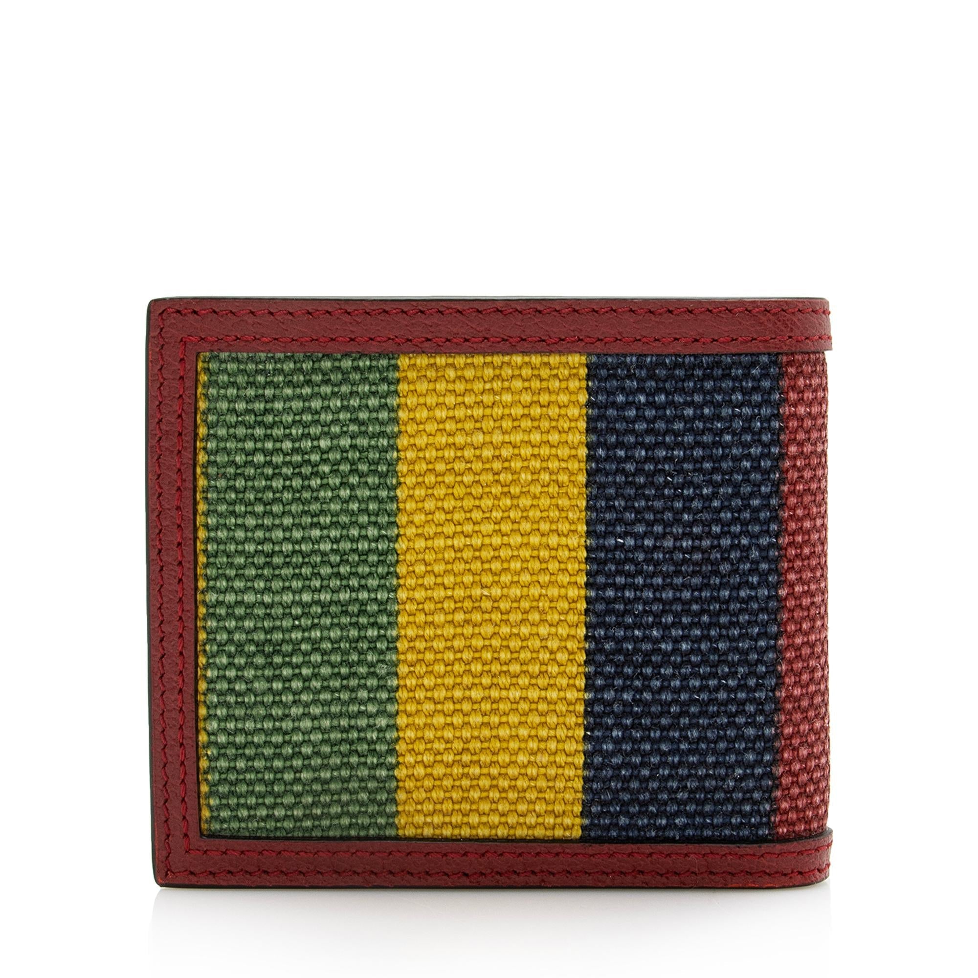 Gucci Baiadera Striped Canvas Bi-Fold Wallet (SHF-22845)