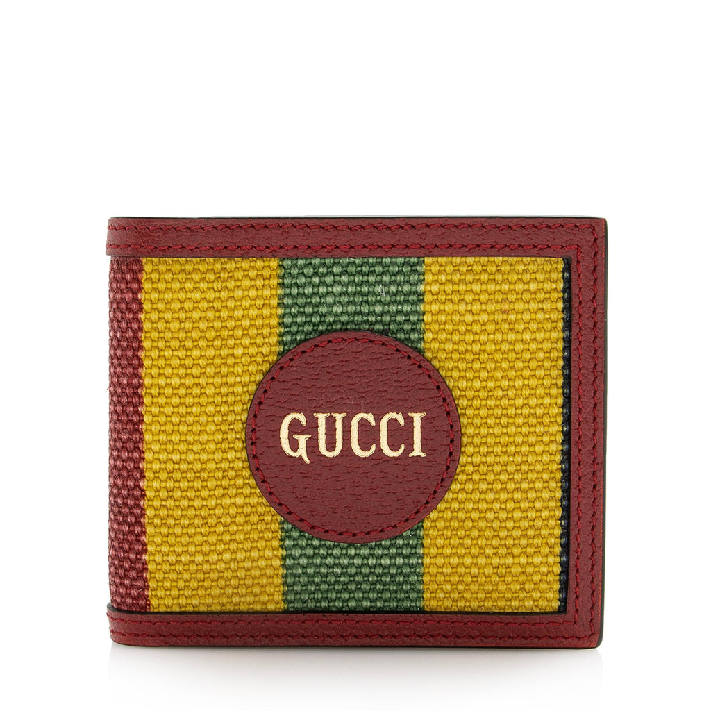Gucci Baiadera Striped Canvas Bi-Fold Wallet (SHF-22845)
