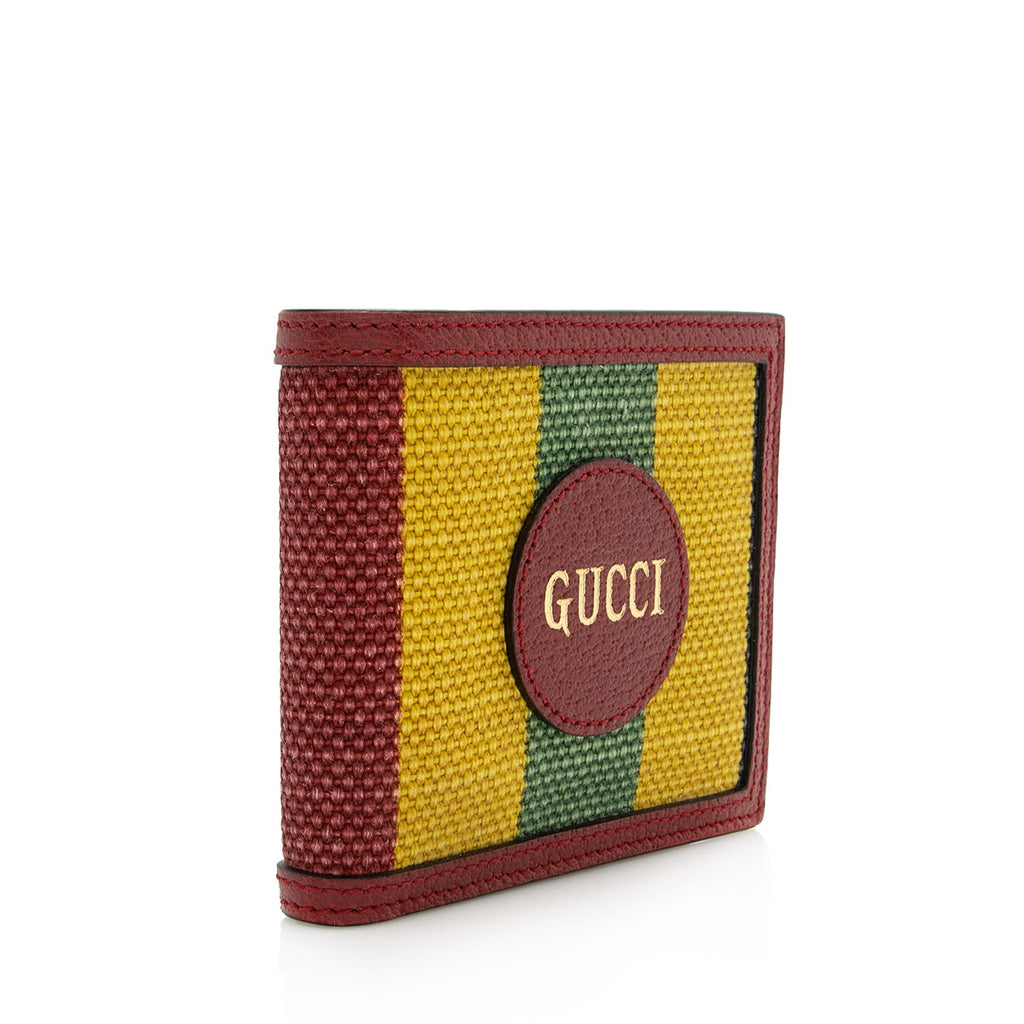 Gucci Baiadera Striped Canvas Bi-Fold Wallet (SHF-22845)
