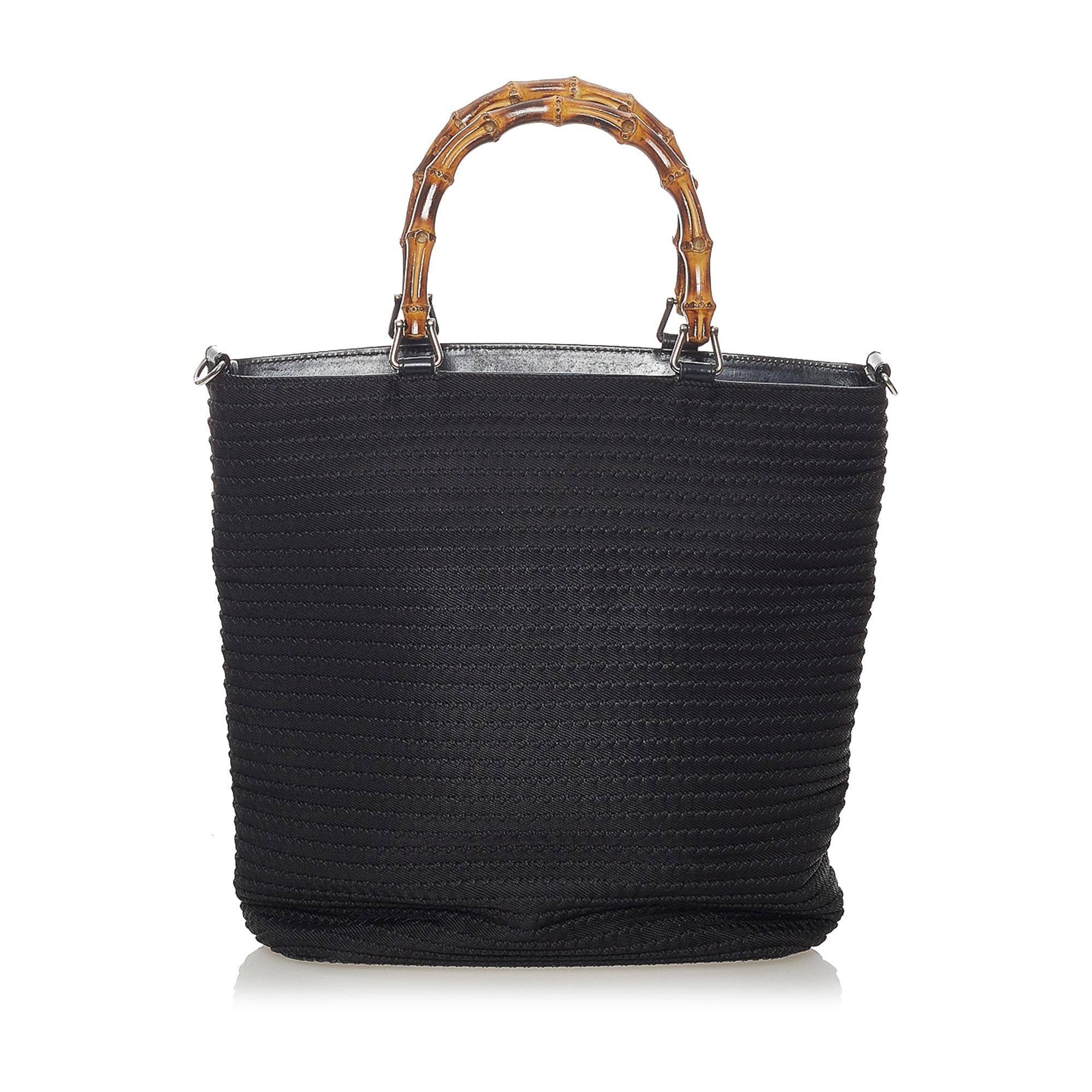 Gucci Bamboo Canvas Satchel (SHG-0VJXo9)