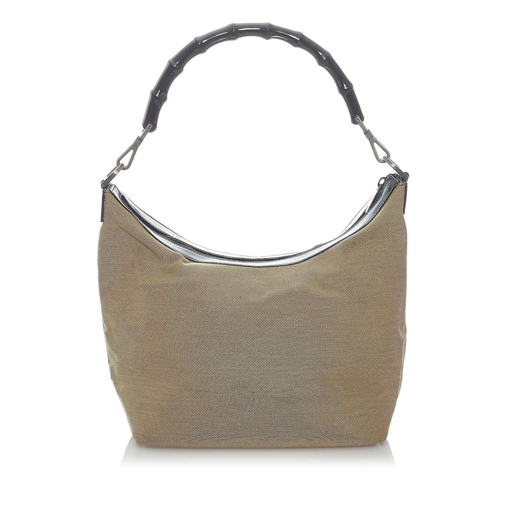 Gucci Bamboo Canvas Shoulder Bag (SHG-UFHCRv)