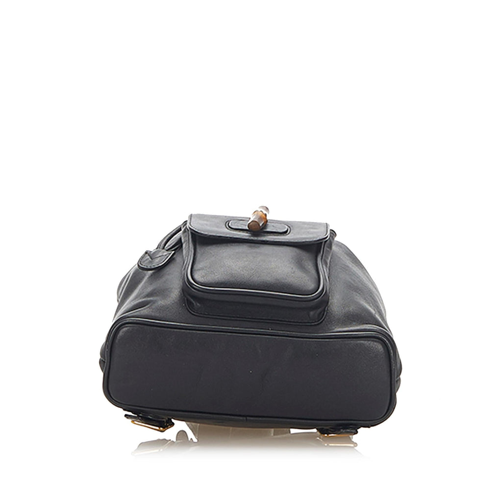 Gucci Bamboo Drawstring Leather Backpack (SHG-22299)