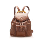 Gucci Bamboo Drawstring Leather Backpack (SHG-22401)