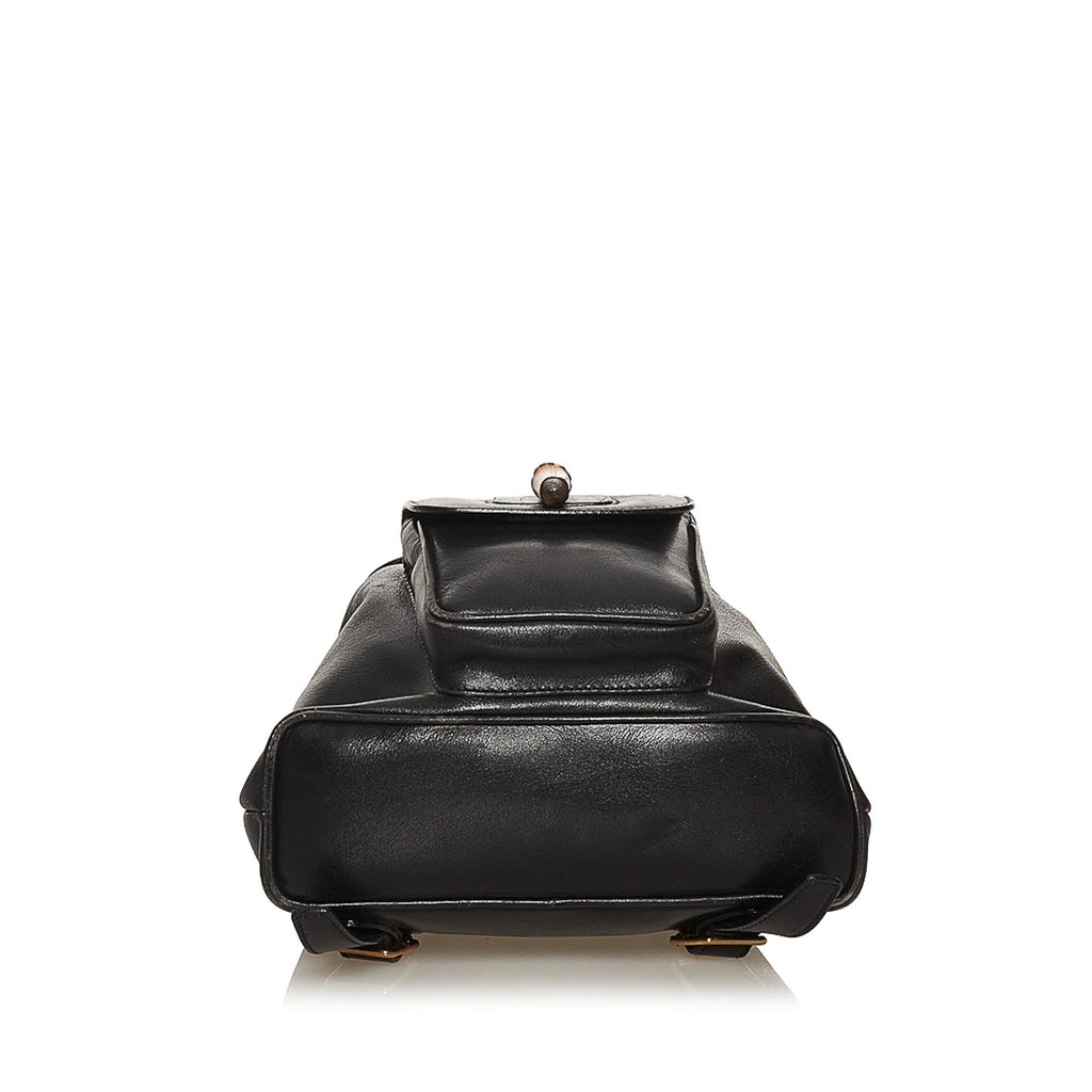 Gucci Bamboo Drawstring Leather Backpack (SHG-29292)