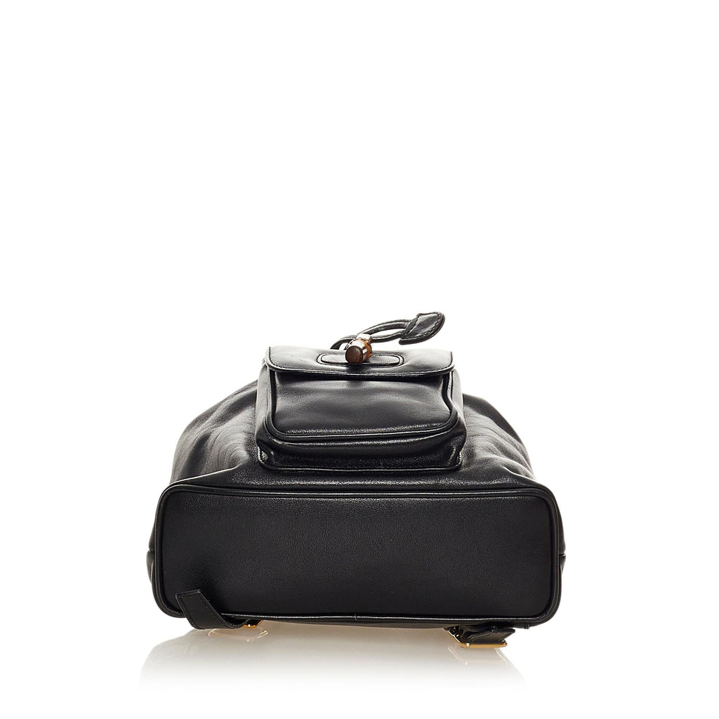 Gucci Bamboo Drawstring Leather Backpack (SHG-33985)