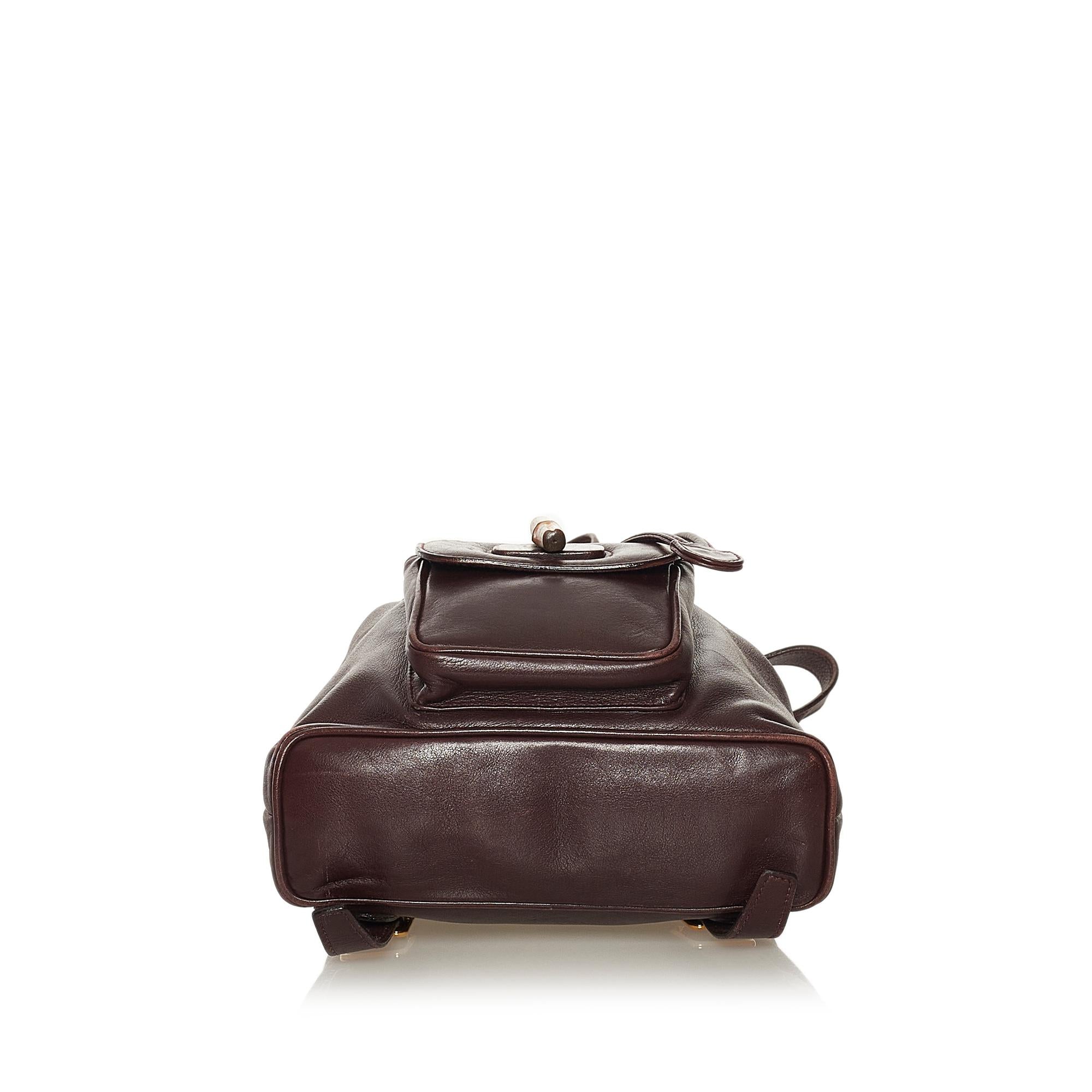 Gucci Bamboo Drawstring Leather Backpack (SHG-34969)