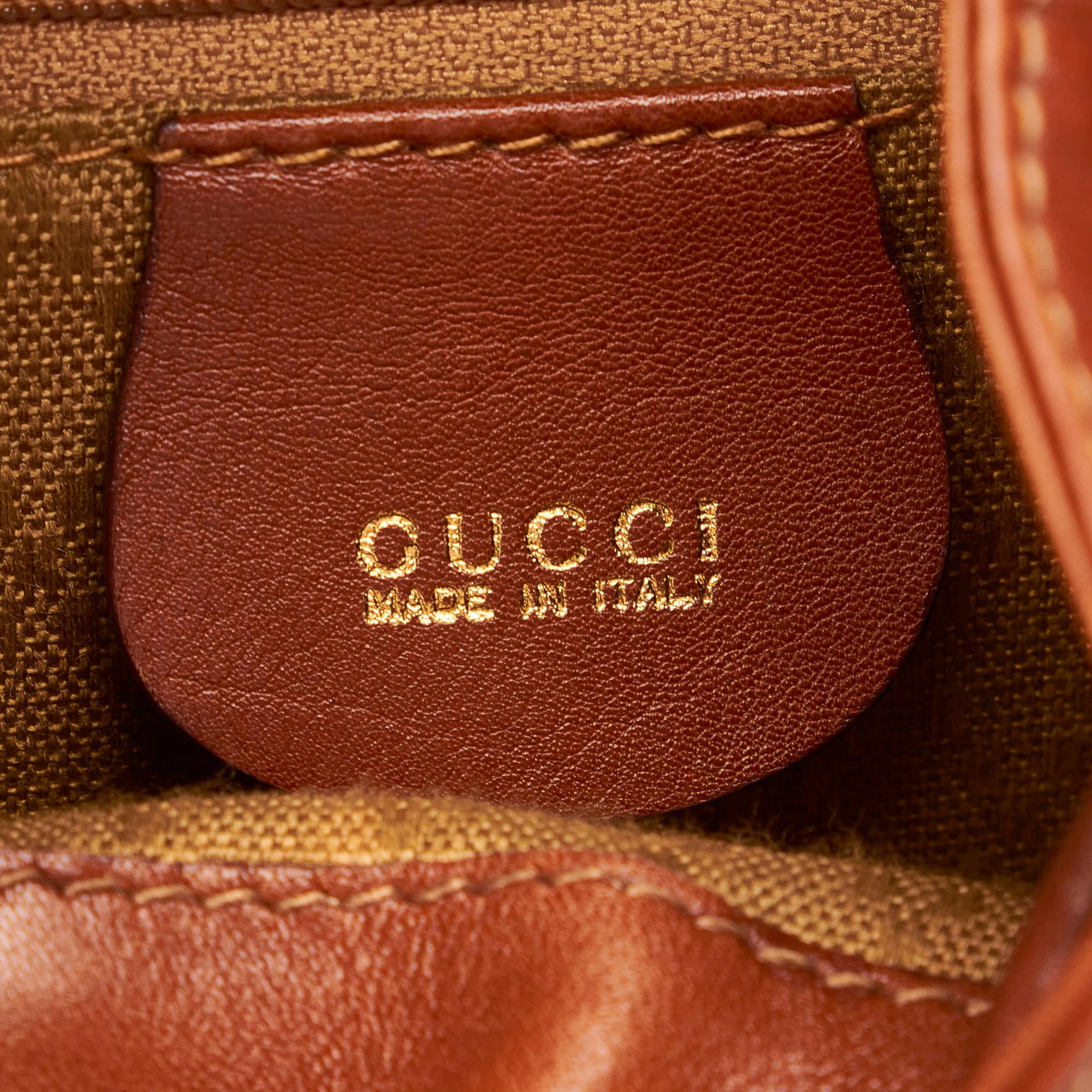 Gucci Bamboo Drawstring Leather Backpack (SHG-36155)