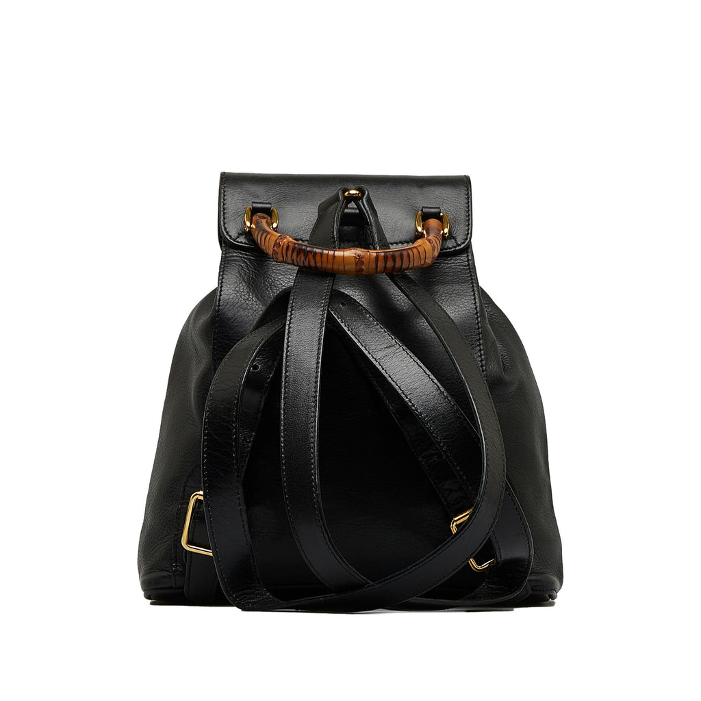 Gucci Bamboo Drawstring Leather Backpack (SHG-quqvrC)