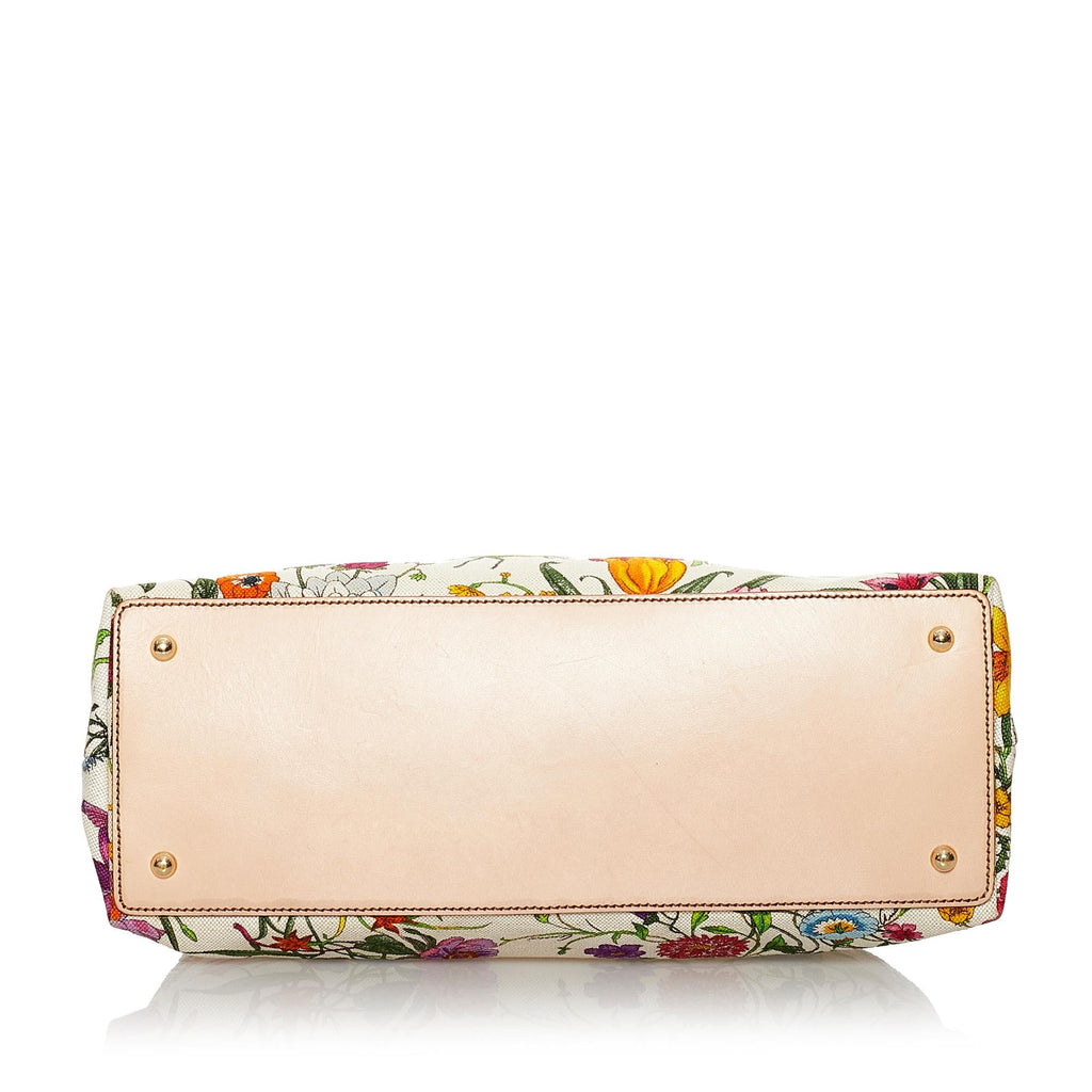 Gucci Bamboo Flora Canvas Handbag (SHG-29764)