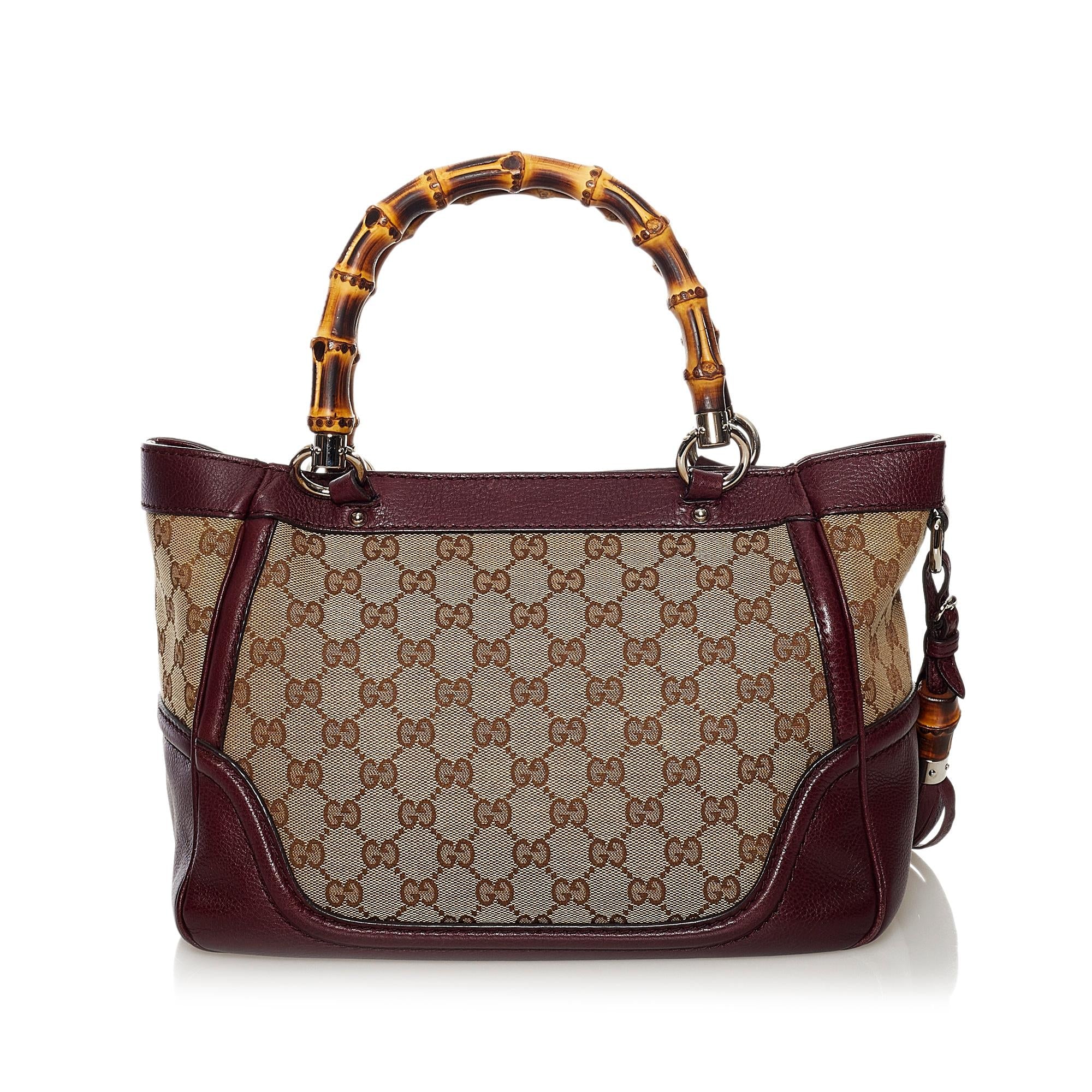 Gucci Bamboo GG Canvas Tassel Tote Bag (SHG-34793)