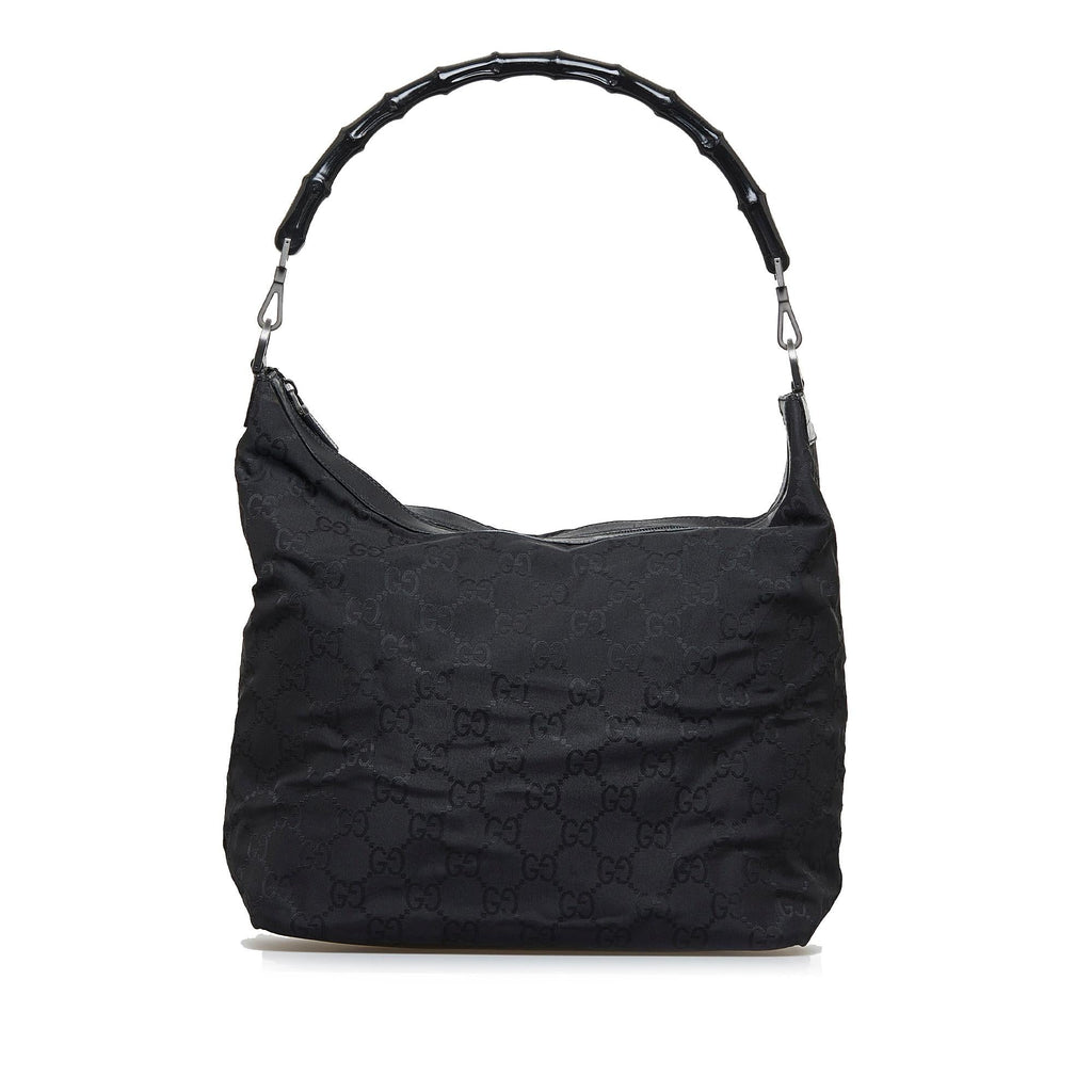 Gucci Bamboo GG Nylon Shoulder Bag (SHG-reGuen)