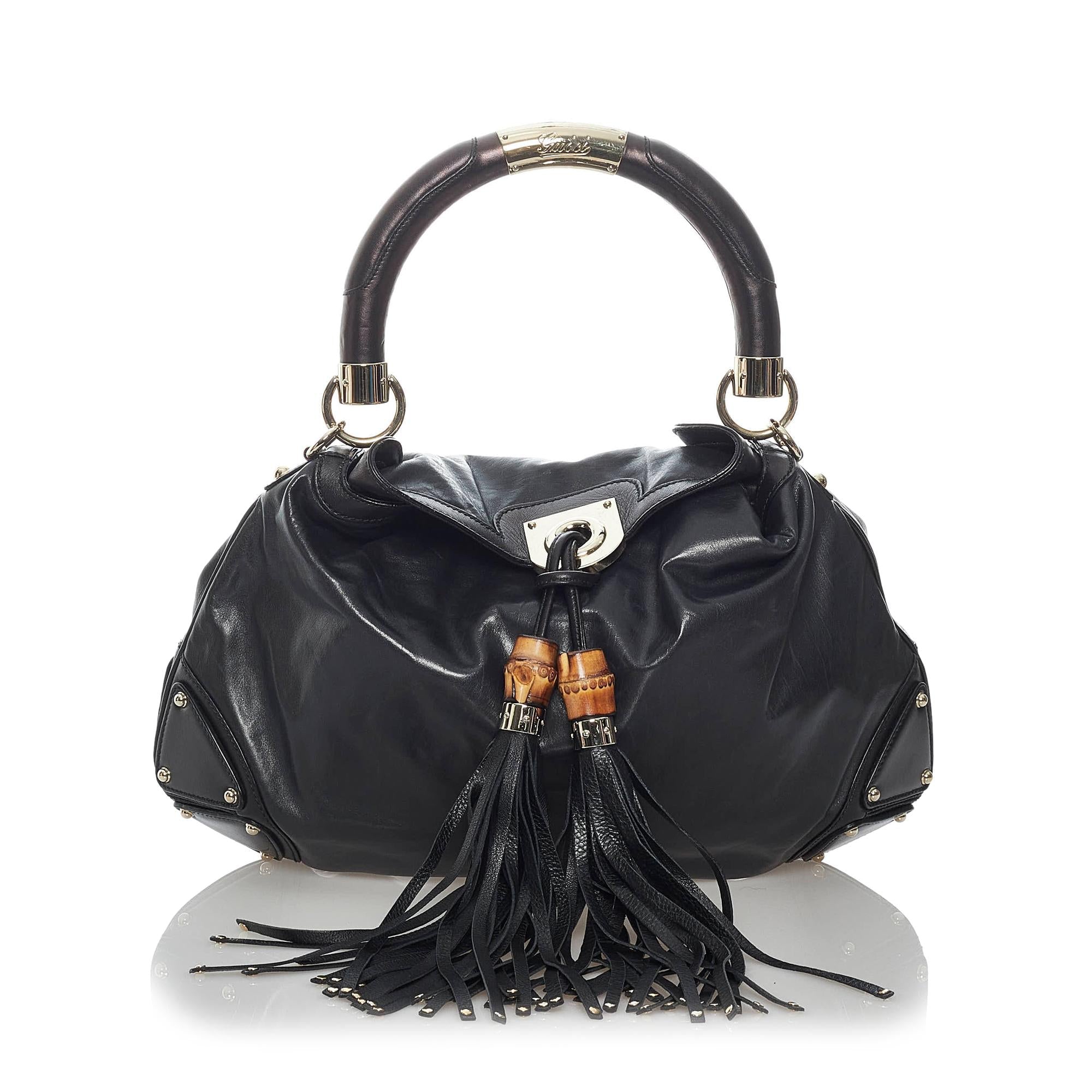 Gucci Bamboo Indy Leather Satchel (SHG-29790)