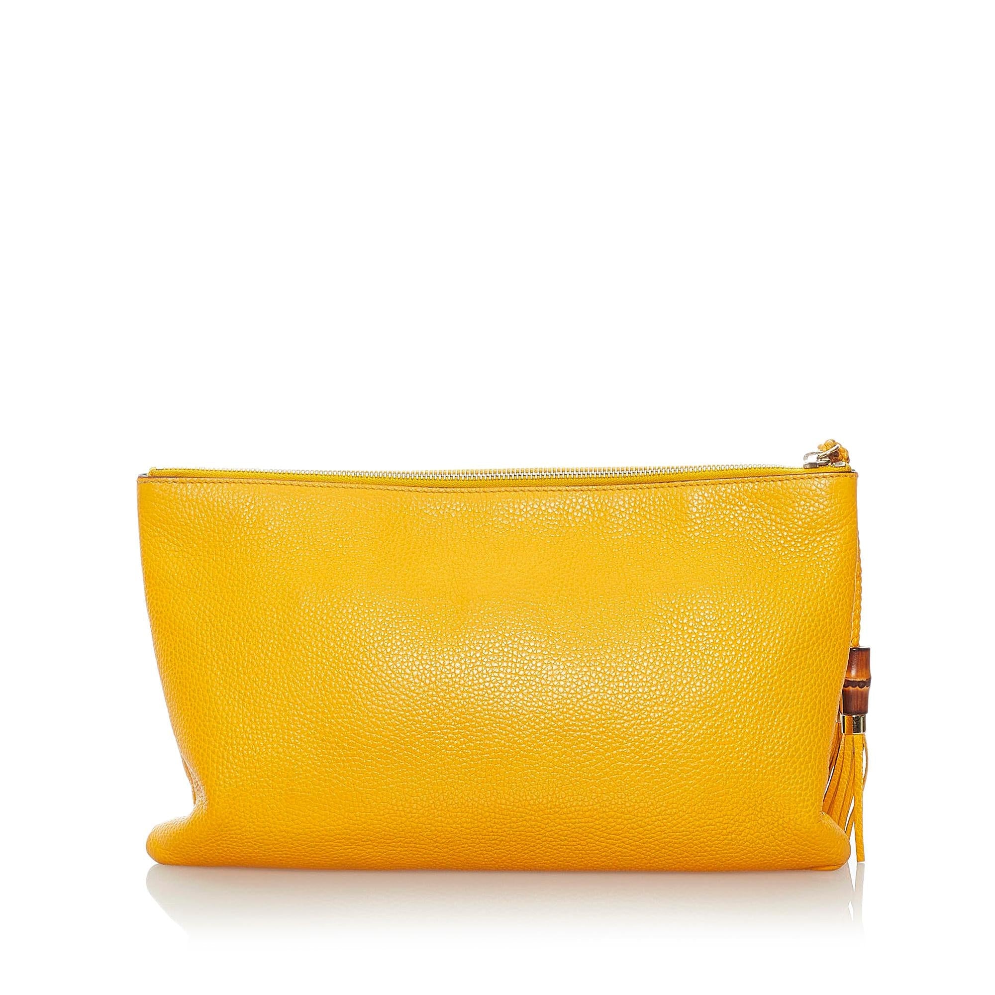 Gucci Bamboo Leather Clutch Bag (SHG-32063)
