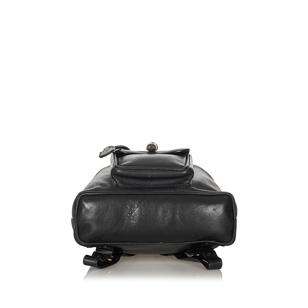 Gucci Bamboo Leather Drawstring Backpack (SHG-21546)
