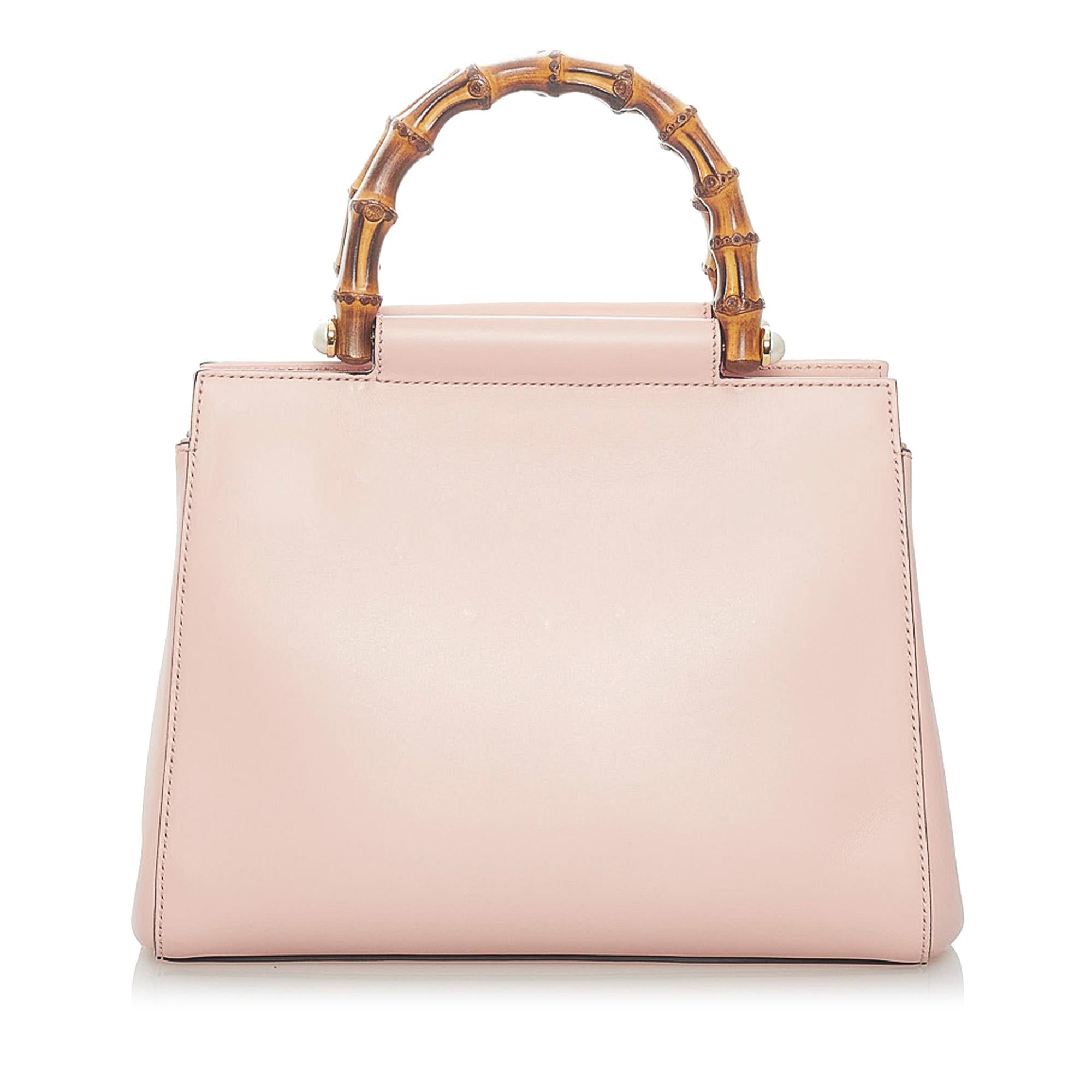 Gucci Bamboo Nymphaea Leather Satchel (SHG-32096)