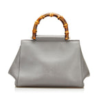 Gucci Bamboo Nymphaea Leather Satchel (SHG-35575)