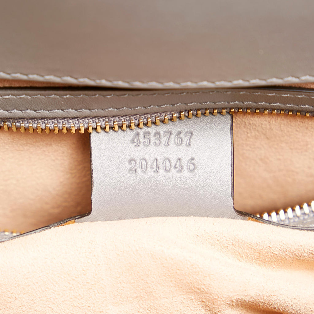 Gucci Bamboo Nymphaea Leather Satchel (SHG-35575)